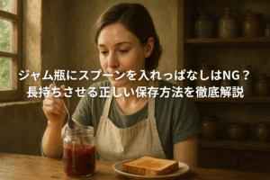 ジャム瓶にスプーンを入れっぱなし