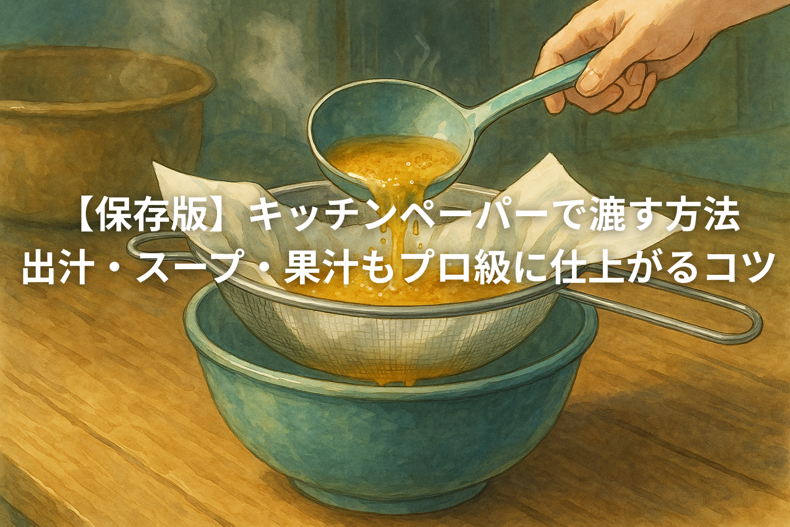 キッチンペーパーで漉す